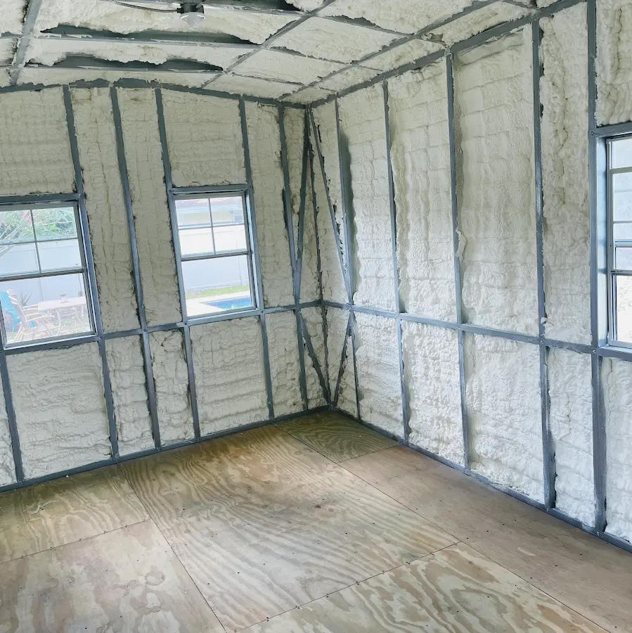 Closed-cell spray foam insulation applied to wall cavities in a residential project in Cookeville
